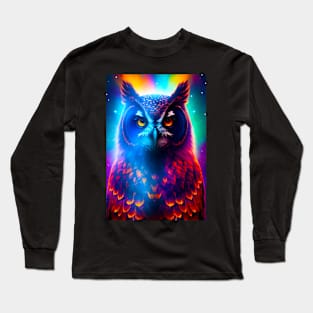 Vibrant Cosmic Owl Long Sleeve T-Shirt